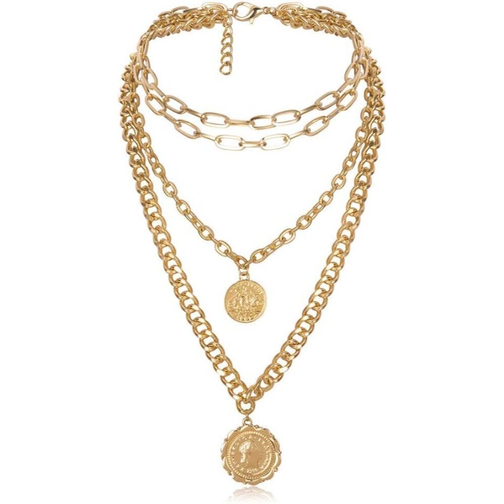 Chunky Gold Chain Necklace for Women Multilayer